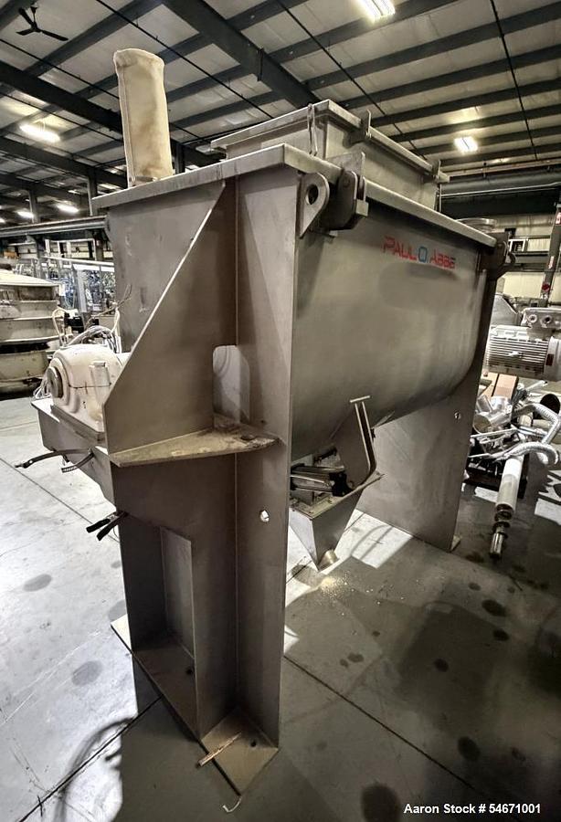 Used Mixer, Ribbon, 35 CF, Stainless Steel, Paul O. Abbe, Model RB-35, 20 HP, Double Spiral, #5992010