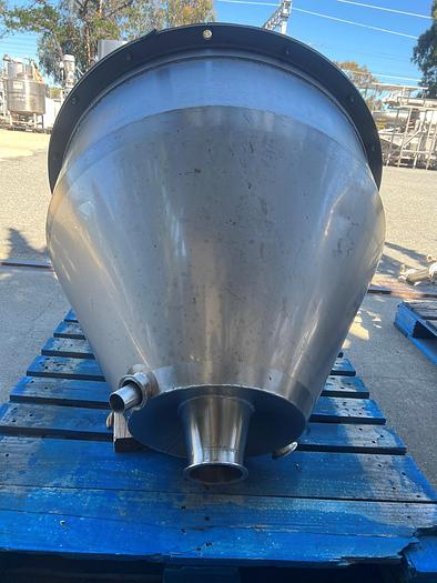 Used Hopper, 10 Cubic Feet, Stainless Steel, Cone Bottom, Tri-Clamp