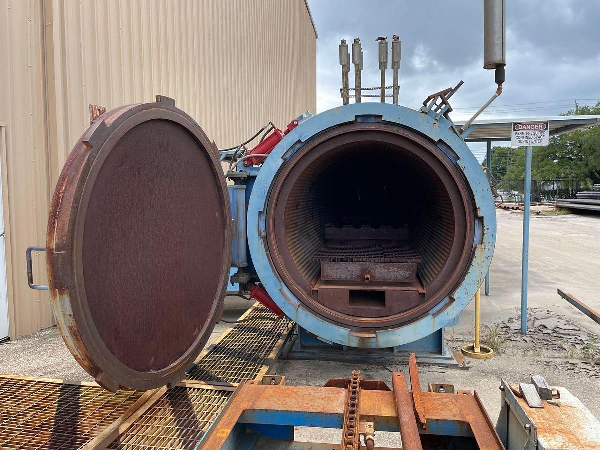 Used Autoclave, 60" x 54', Horizontal, 150 PSI, Mild Steel, Chain-Driven Rack, #