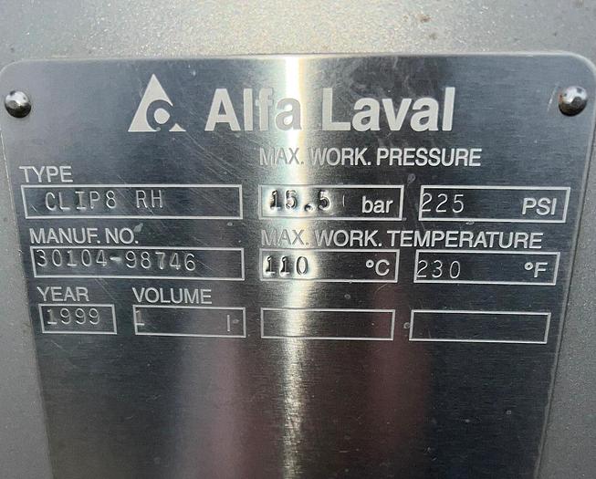 Used Heat Exchanger, Plate, 500 SF, S/st, Alfa Laval, Model CLIP8RH #S744987