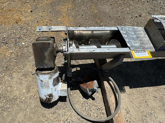 Used Conveyor, Screw, 6" x 10', Stainless Steel, With Drive, #5880239