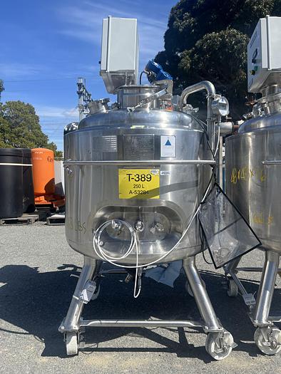 Used Reactor, 65 Gallon (250 Liters), 316L Stainless Steel, Jacketed, Agitated #S745443