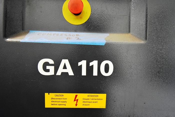 Used Compressor, Air, 166 HP, Atlas Copco, 132 PSI, Type GA110, #5991052