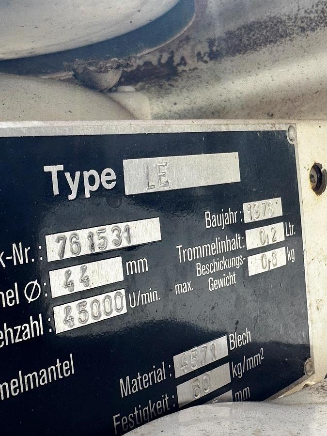 Used Centrifuge, Tubular Bowl, Cepa-Schnell, Type LE, 44 mm, 0.2 Liter, 45,000 RPM, #5991515