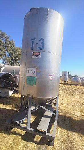 Used Tank, 750 Gallon, 316 Stainless Steel, Cone Bottom, #5991024