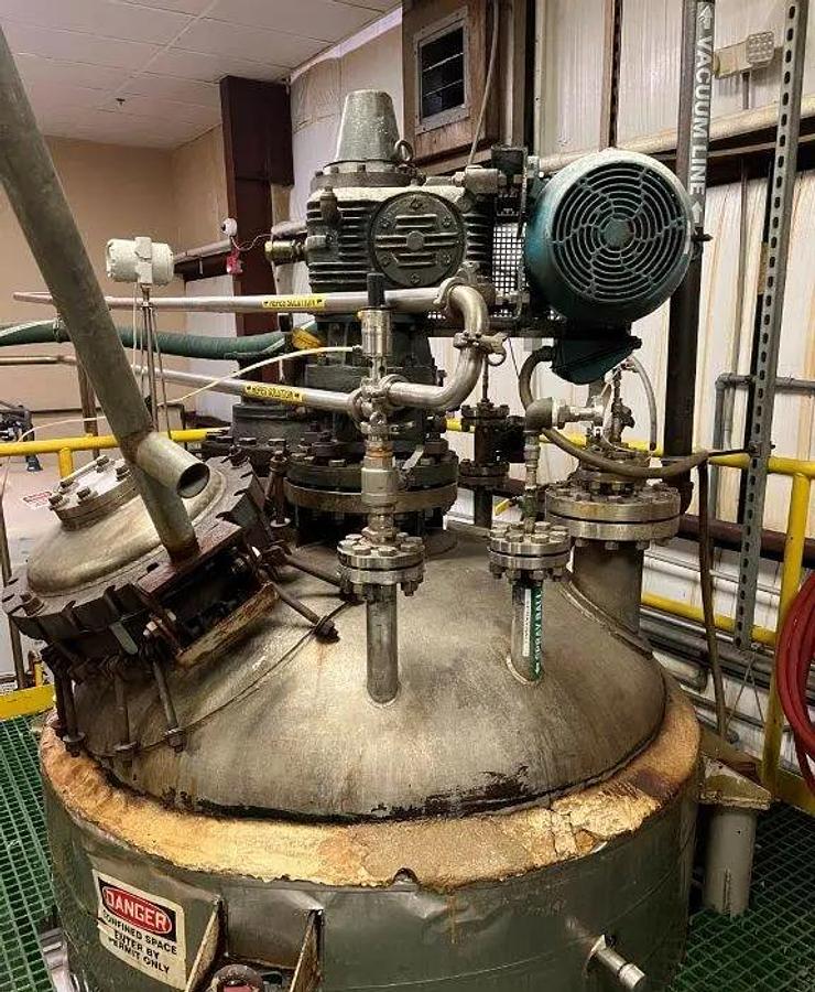 Used Reactor, 1,000 Gallon, 316L Stainless Steel, Brighton, Pfaudler Agitator, #5991814