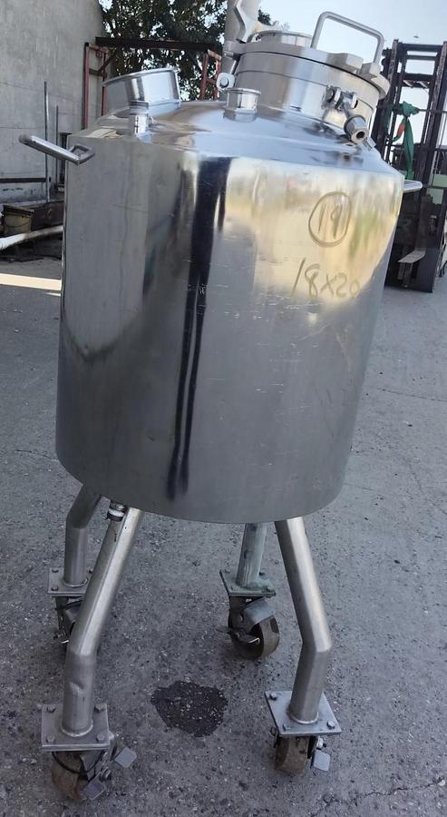Used Tank, 26 Gallon (100 Liter), 316L Stainless Steel, Jacketed, 100 PSI, Bulling Metal Works, #5991473
