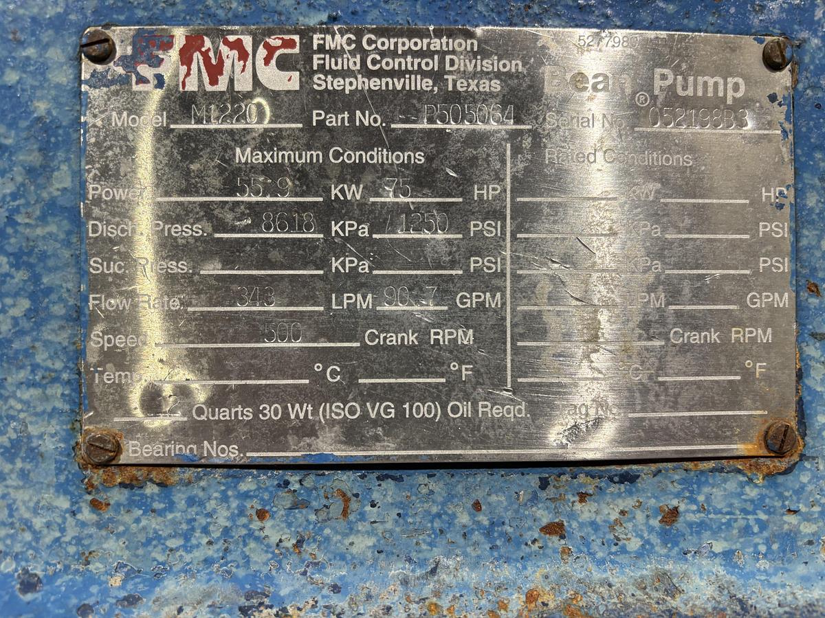 Used Pump, Piston, FMC M220 Bean Piston Pump, Ceramic, 75 HP, (Qty 3), #5991756
