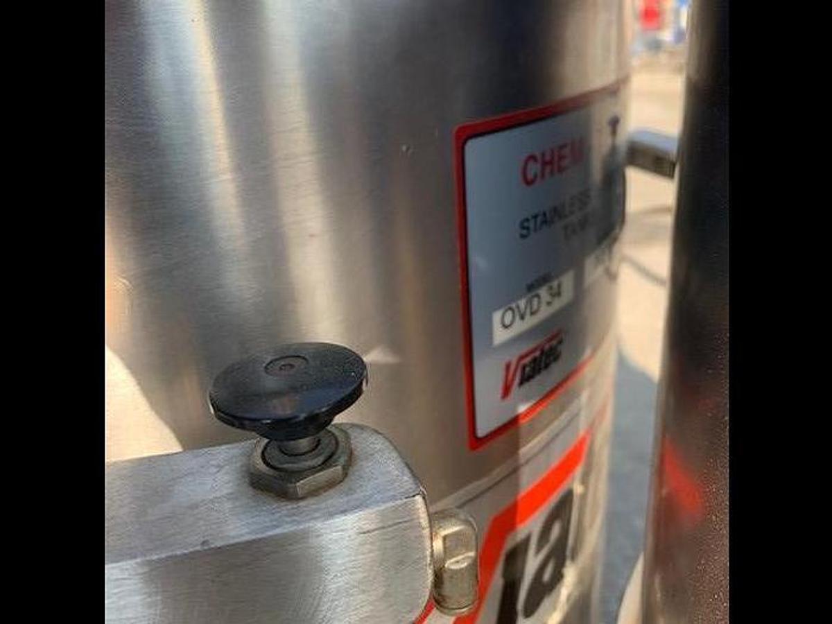 Used Tank, 34 Gallon, Stainless Steel, Chemical Tank, Viatec Chem-Tek, Model OVD 34, #5991994