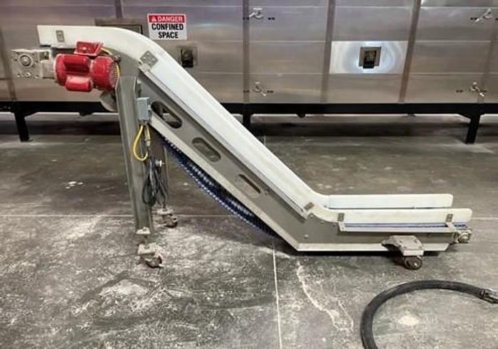 Used Conveyor, Belt, Incline, Cleated, Stainless Steel, 12", Nelson, 1 HP #C745229