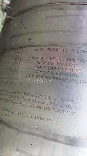 Used Tank, 300 Gallon, 316L Stainless Steel, UL 142, 2' x 11', #S743625