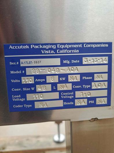 Used Table, Accumulation, Accutek, Model 28-048-ACA, 48" diameter disc, 1/10 Hp motor