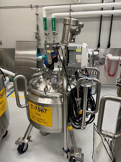 Used Reactor, 40 Gallon (150 Liters), 316L S/St, Jacketed, 45 PSI Internal, Agitated #S745436