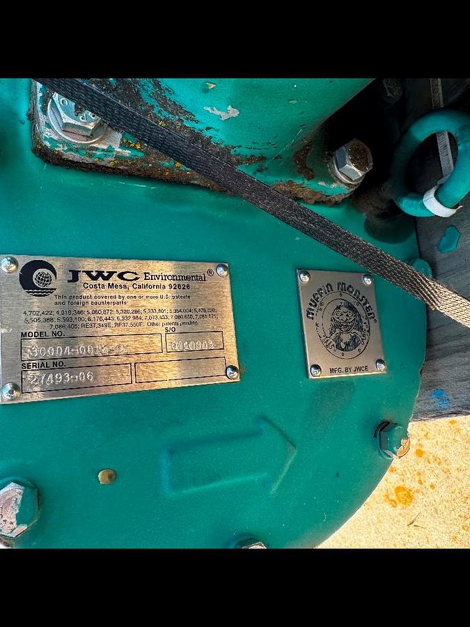 Used Grinder, 3 HP, JWC Muffin Monster, 4" Inlet/Outlet, #5991504