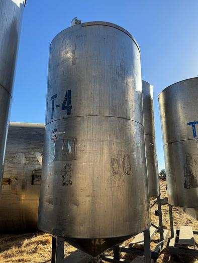 Used Tank, 750 Gallon, 316 Stainless Steel, Cone Bottom, #5991011