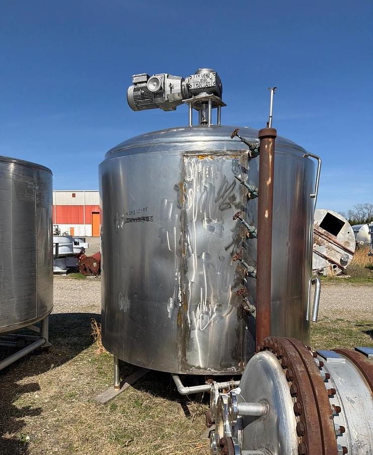 Used Kettle, 1,500 Gallon, Stainless Steel, Half-Pipe Jacketed, Mojonnier, #