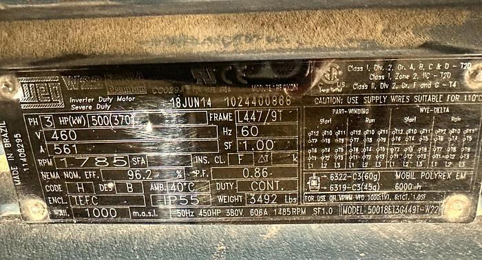 Used Mill, Hammer, 500 HP, Schutte Buffalo, 1800 RPM #A743037