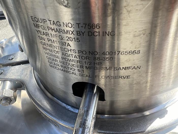 Used Reactor, 40 Gallon (150 Liters), 316L Stainless Steel, Jacketed, 45 PSI Internal, Agitated #S745436