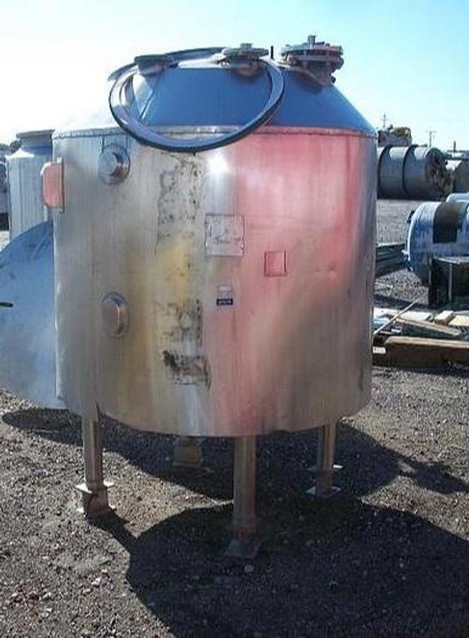 Used Reactor, 300 Gallon, Glass Lined, Stainless Steel, 100 PSI, Jacketed, Pfaudler #5991432