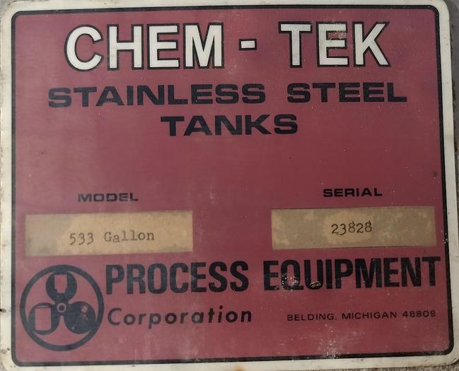 Used Tank, 2,000 Gallon, Stainless Steel, 6' Diameter X 10' High #S745313