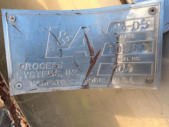 Used Tank, 2,500 Gallon, Stainless Steel, 6'x15', Cone #S745048