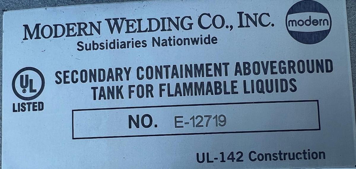 Used Tank, 2,000 Gallon, Stainless Steel, UL-142 Vessel, Modern Welding #S745124