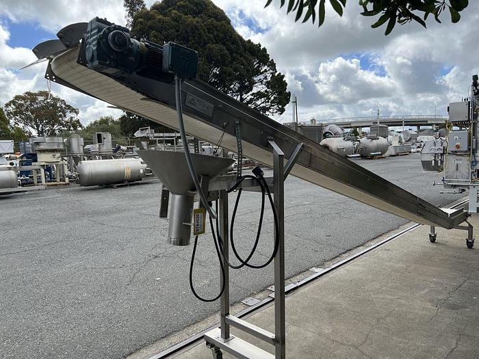 Used Conveyor, Belt, 14" x 19'6", Stainless Steel, Variable Speed, Incline #S744620