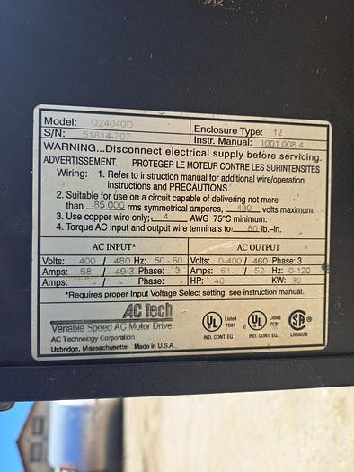 Used Mixer, High Shear, 40 HP, Stainless, 3" In, 2" Out #C745067