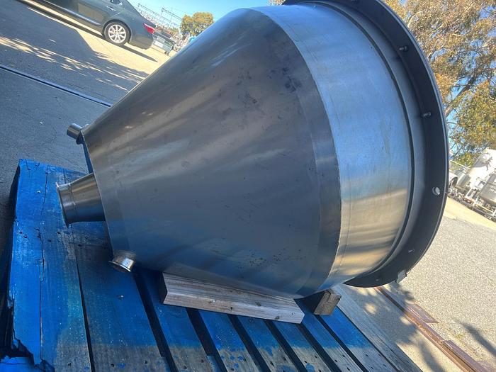 Used Hopper, 10 Cubic Feet, Stainless Steel, Cone Bottom, Tri-Clamp