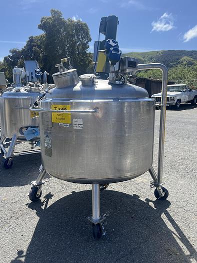 Used Reactor, 130 Gallon (500 Liters), 316L Stainless Steel, Jacketed, 45 PSI Internal, Agitated #S745435
