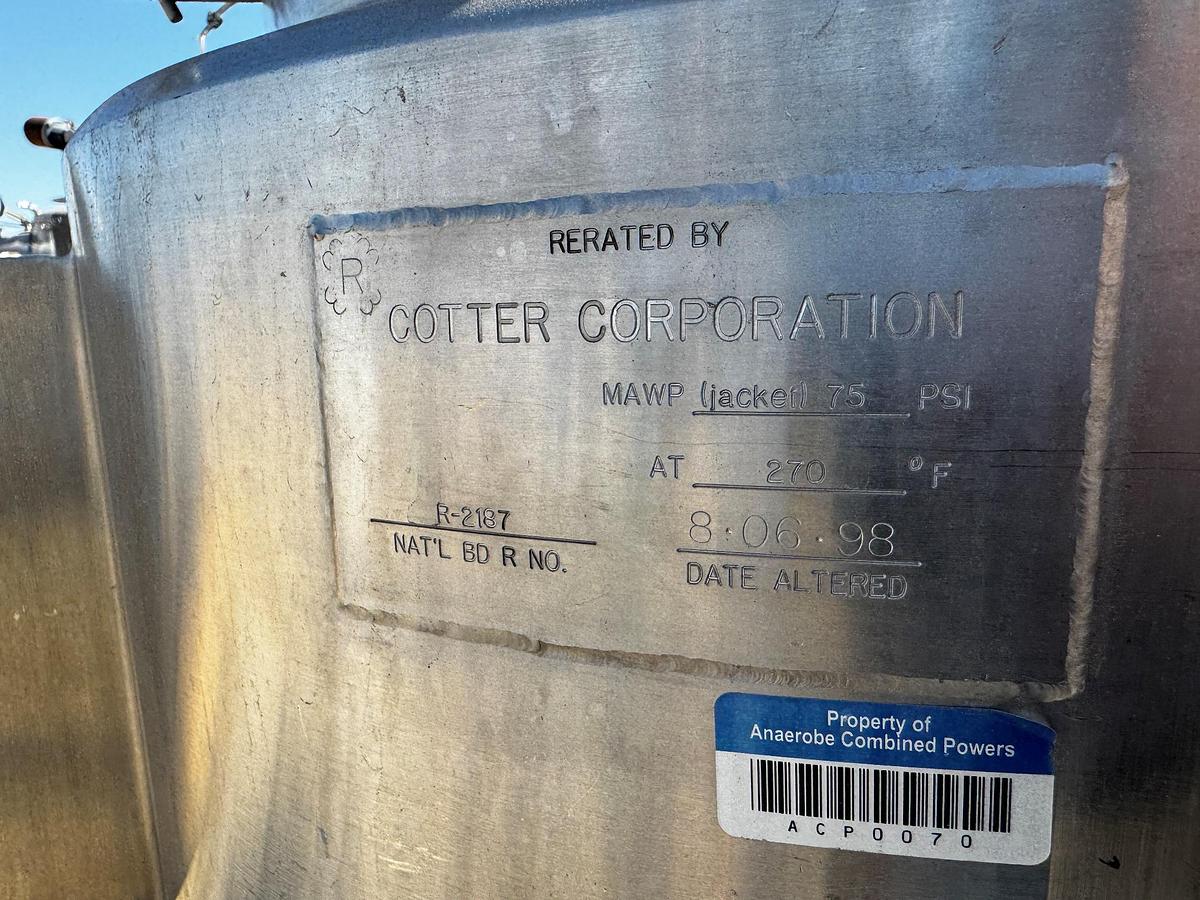Used Tank, 26 Gallon (100 Liter), 316L Stainless Steel, Jacketed, 45 PSI, FV, #5991492