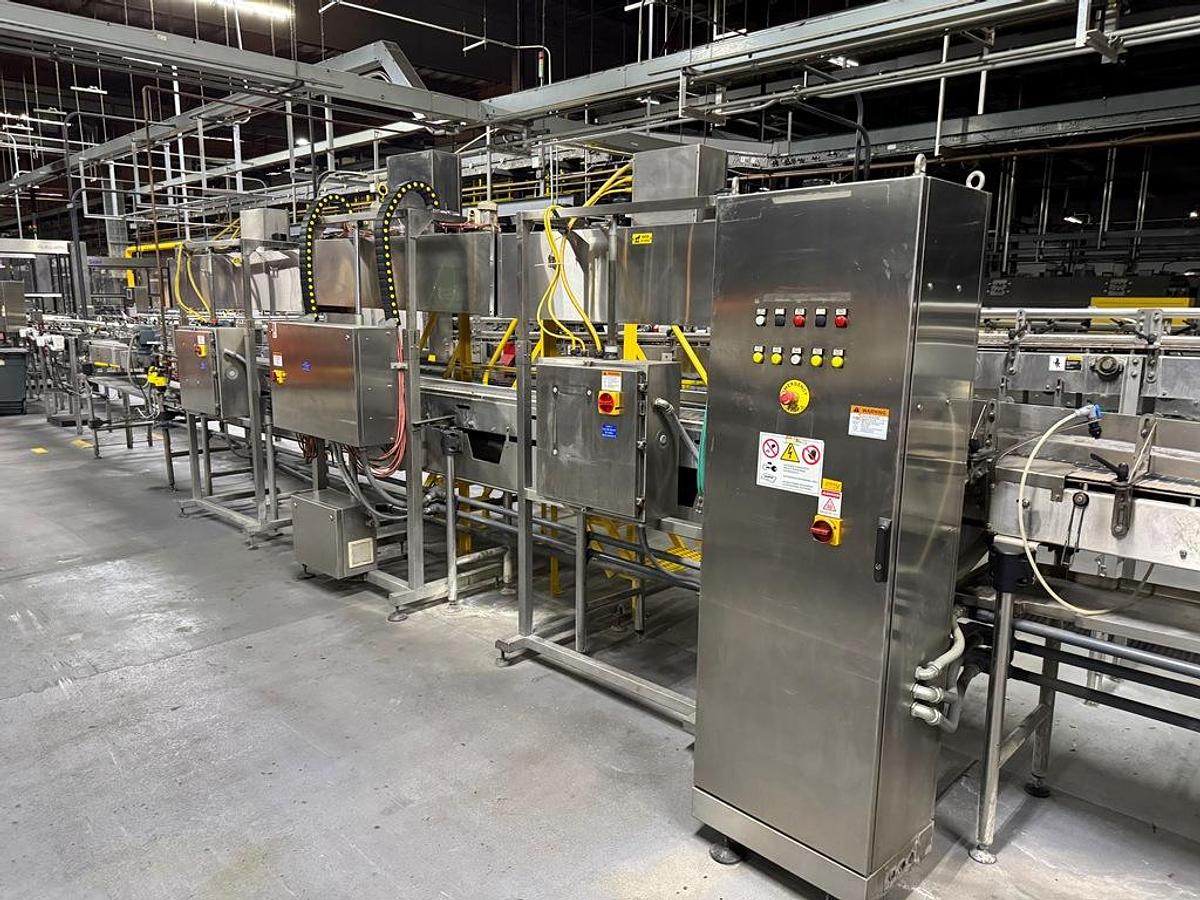 Used Bottling Line, 600–800 BPM, PET, US Bottlers Filler, Sidel Labeler, Kisters Shrink Wrapper, #5991608