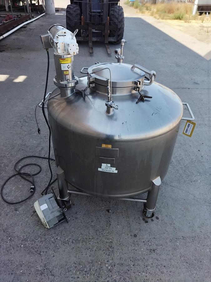 Used Tank, 198 Gallon (750 Liter), Agitated, 316 Stainless Steel, 15 PSI, Lee Industries, #5991486