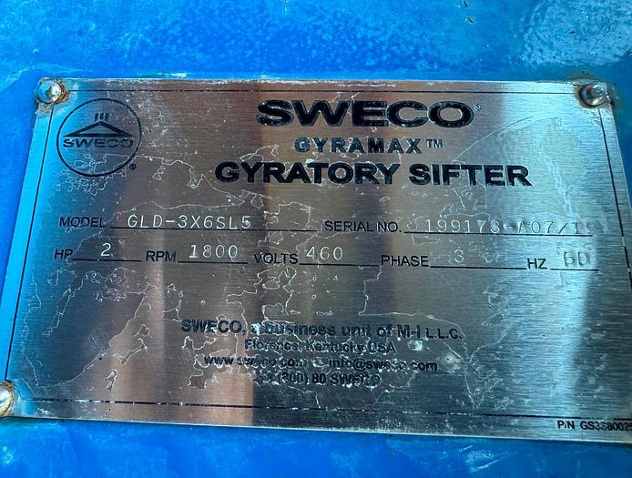 Used Screen, Gyratory, Sweco, 3' Wide X 6' Long, Stainless Steel, Model CLD 3X6L5 #S745404