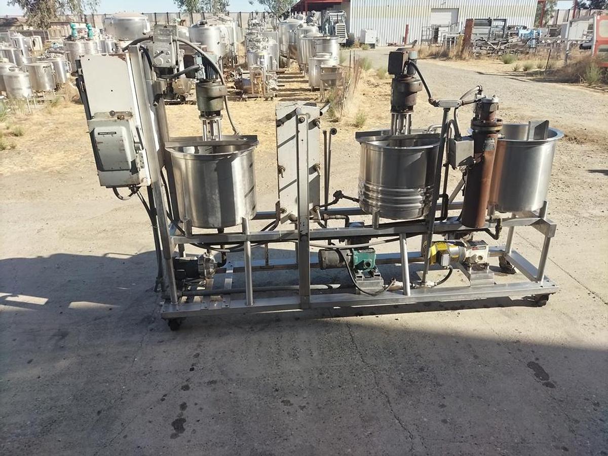 Used CIP System, 3-Tank Brew System, 25 Gallon Each, Metalcraft, Chester Jensen Heat Exchanger, #5991918