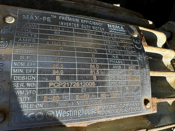 Used Mixer, Agitator, 1.5 HP, Fusion Fluid, Stainless Steel, #5880219