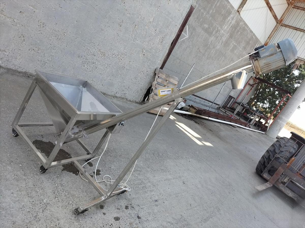 Used Conveyor, Screw, 3" Dia x 7.5' Long, Stainless, Inclined, Ribbon Flight, #5991500