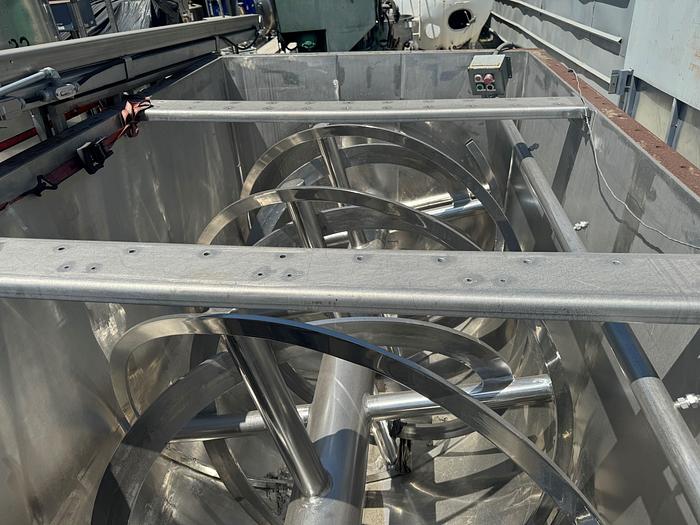 Used Mixer, Ribbon, 210 Cubic Feet, Stainless Steel, 30 HP, Double Ribbon #S744804