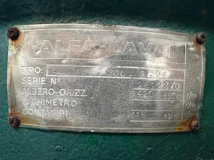 Used Centrifuge, Disc, Batch, Solid Wall, Alfa Laval, MAB-206 7.5 HP, #S736637