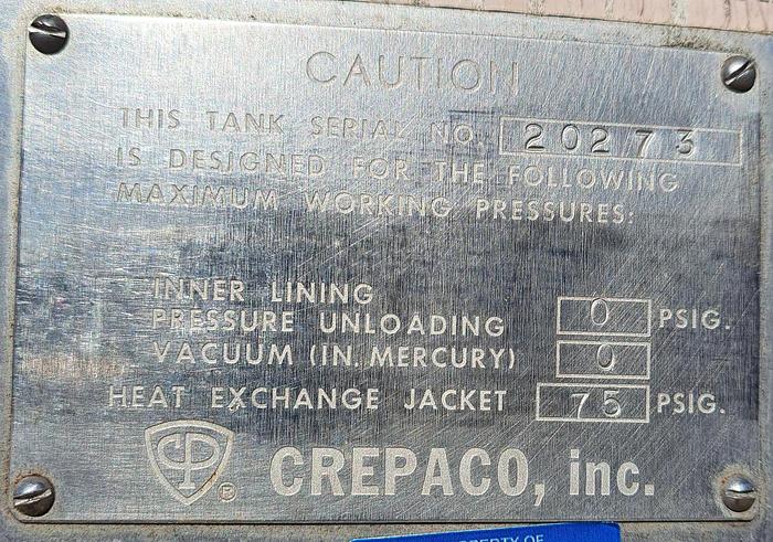 Used Tank, 2,000 Gallon, Jacketed, Scraper Agitation, Cone Bottom, APV #S745304