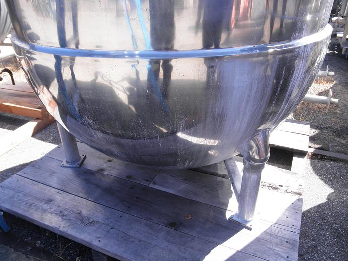Used Kettle, 750 Gallon, S/St, Jkt, Dbl Agit, Groen, Scraper