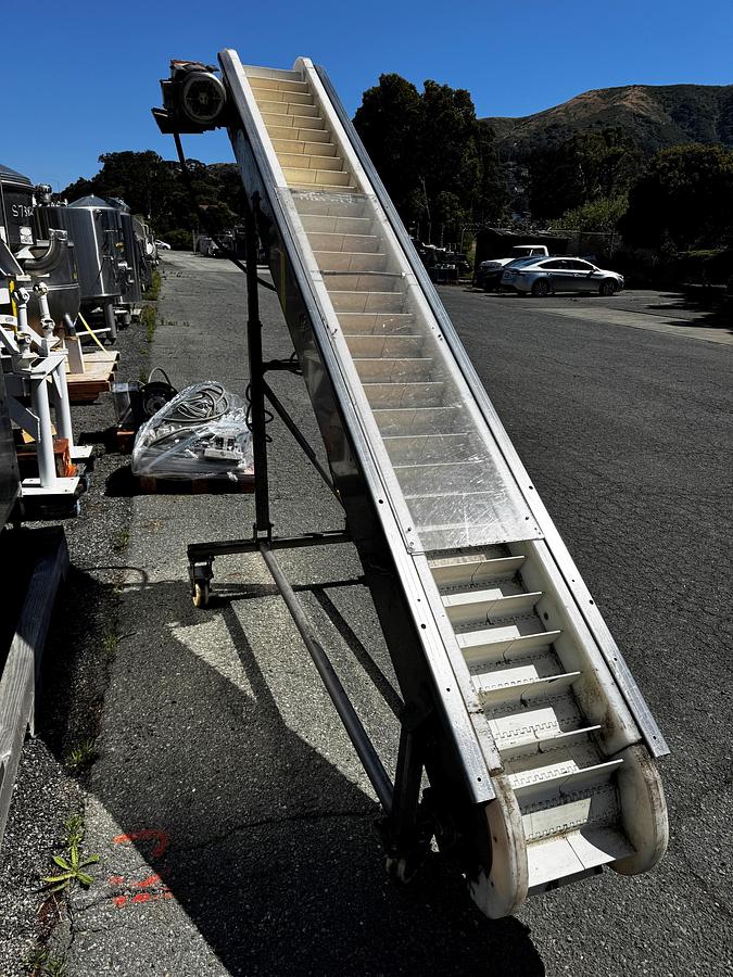 Used Conveyor, Belt, 11.75” x 12’, Incline, VWM, Cleated Belt, Stainless Steel, #5991417