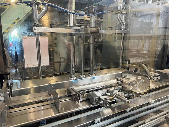 Used Filamatic 2-Head Cubitainer Filler and Capper with Conveyor