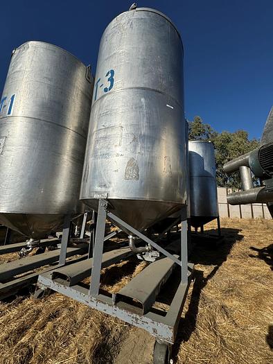 Used Tank, 750 Gallon, 316 Stainless Steel, Cone Bottom, #5991024