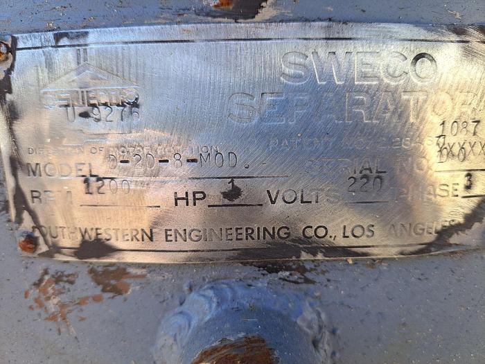 Used Screen, Sweco, 48", Stainless Steel, Double, Model S48C55S8, #S744103