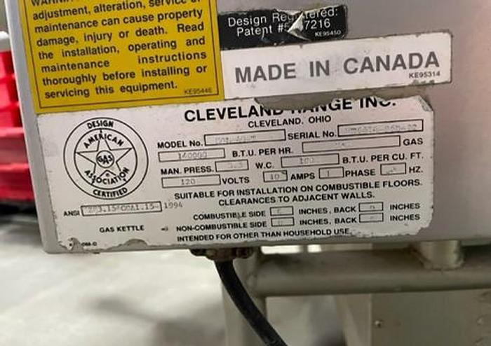 Used Kettle, 40 Gallon, S/st, Jkt, Cleveland, Gas, Tilt #C745219