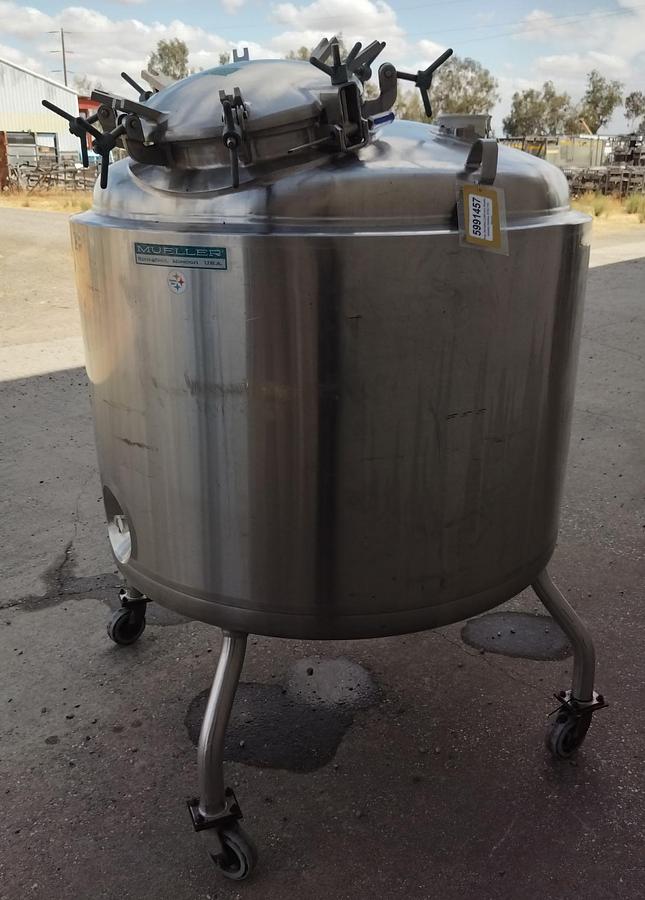 Used Tank, 264 Gallon (1,000 Liter), Mueller, Jacketed, Stainless, 35 PSI / Full Vacuum, #5991457