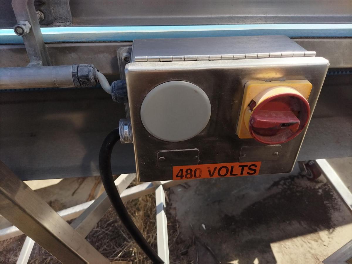 Used Conveyor, Belt, Incline, 24” W x 13’ L, Stainless Steel, Cleated, 2 HP, #5991605