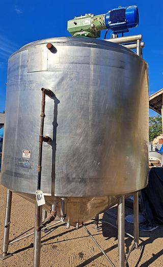 Used Tank, 2,000 Gallon, Jacketed, Scraper Agitation, Cone Bottom, APV #S745304