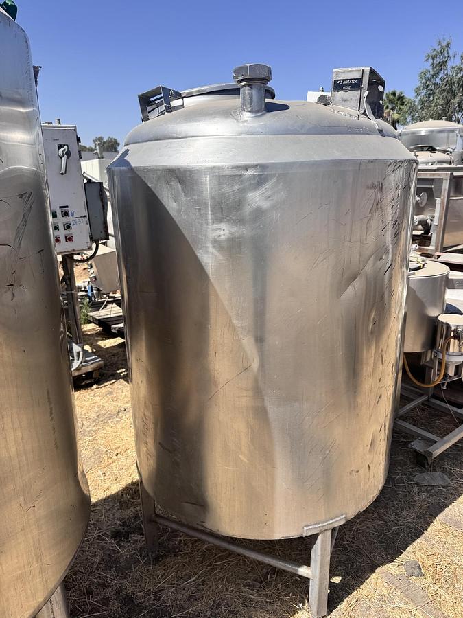 Used Tank, 200 Gallon, Stainless Steel, Half-Pipe Jacket, Agitator Mount, Cherry-Burrell, #5991981